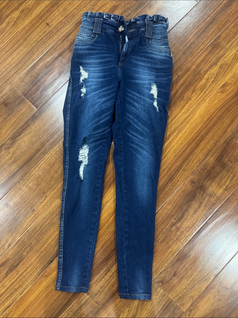 Women’s Distressed High-Waist Dark Blue Jeans